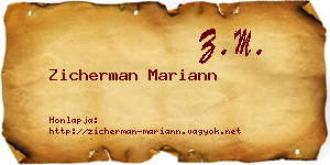 Zicherman Mariann névjegykártya